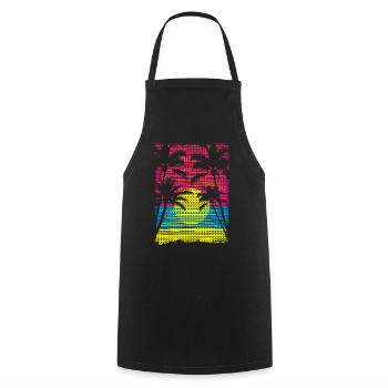 Coucher de soleil au paradis - Tablier de cuisine - noir - Devant - AI Model Male 185 dark (185cm)