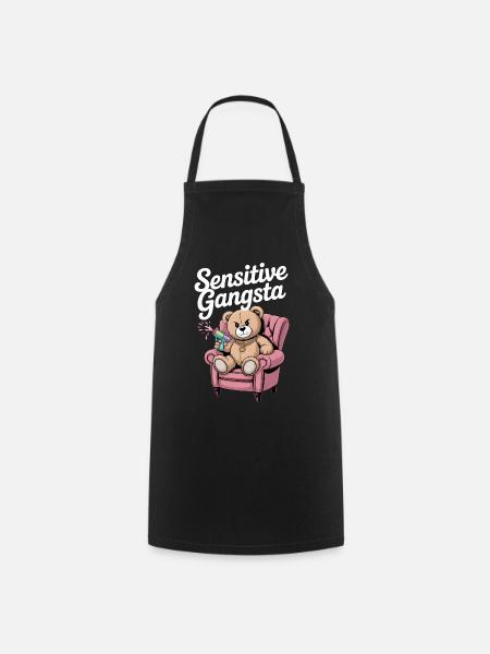 Sensitive Gangsta Teddy Edition - Cooking Apron - black