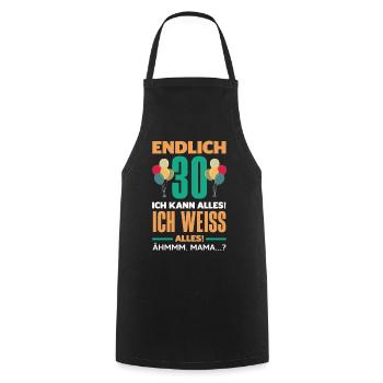 Funny 30th birthday gift - Cooking Apron - black - Front - AI Model Male 185 dark (185cm)