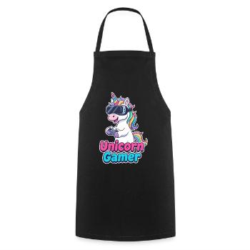 Unicorn Gamer VR Edition - Cooking Apron - black - Front - AI Model Male 185 dark (185cm)