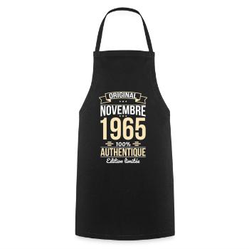Anniversaire 60 ans - Original - Novembre 1965 - Tablier de cuisine - noir - Devant - AI Model Male 185 dark (185cm)