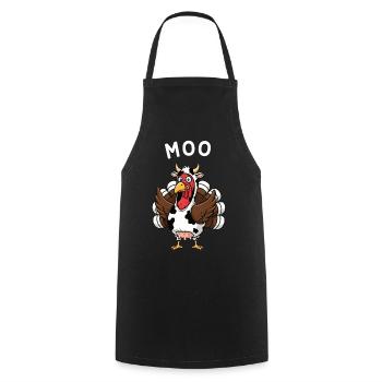 Dinde Moo Drôle Vache de Noël - Tablier de cuisine - noir - Devant - AI Model Male 185 dark (185cm)