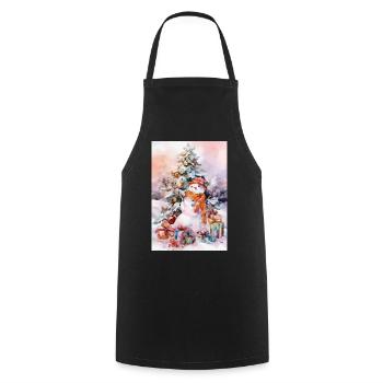 Schneemann-Aquarell Weihnachten - Kochschürze - Schwarz - Vorne - AI Model Male 185 dark (185cm)
