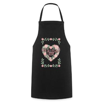 Alles Liebe Blumen Herz - Kochschürze - Schwarz - Vorne - AI Model Male 185 dark (185cm)