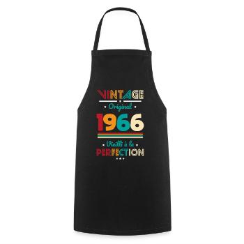 1966 – Vintage – Aged to perfection - Cooking Apron - black - Front - AI Model Male 185 dark (185cm)