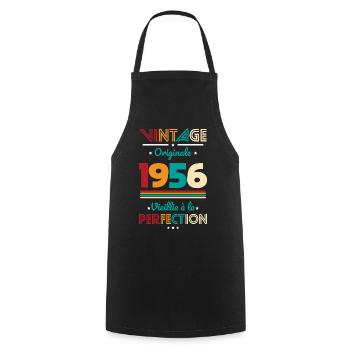1956 – Vintage – Aged to perfection - Cooking Apron - black - Front - AI Model Male 185 dark (185cm)