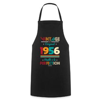 1956 – Vintage – Aged to perfection - Cooking Apron - black - Front - AI Model Male 185 dark (185cm)
