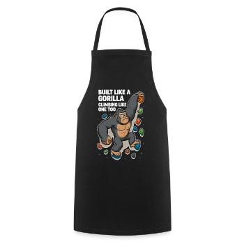 Bouldering Funny – Gorilla Cartoon Climbing Shirt - Cooking Apron - black - Front - AI Model Male 185 dark (185cm)