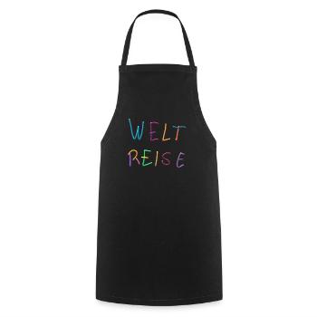 Weltreise Knetbuchstaben Farbenspiel - Kochschürze - Schwarz - Vorne - AI Model Male 185 dark (185cm)