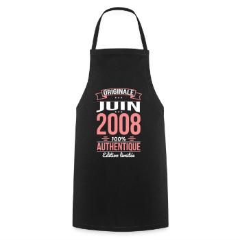 Anniversaire 18 ans - Originale - Juin 2008 - Tablier de cuisine - noir - Devant - AI Model Male 185 dark (185cm)