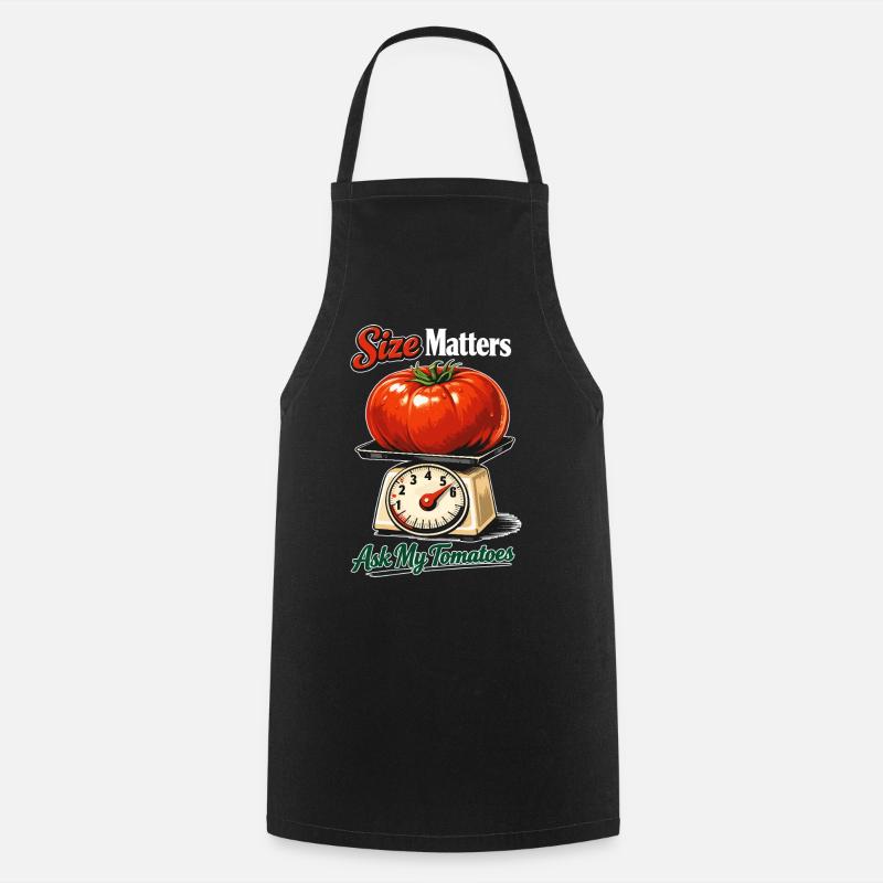 La taille compte : Tomate géante drôle sur des balances - Tablier de cuisine - noir