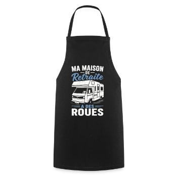 Retraite Camping Car Humour Vanlife Liberté - Tablier de cuisine - noir - Devant - AI Model Male 185 dark (185cm)