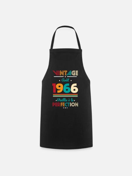 Anniversaire 60 ans - Vintage - Août 1966 - Tablier de cuisine - noir