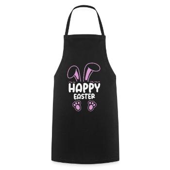 Joyeuse Pâques, douce chasse aux œufs du lapin, œufs de Pâques - Tablier de cuisine - noir - Devant - AI Model Male 185 dark (185cm)