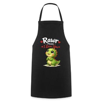 Cute Dino Rawr Means I Love You Gift - Cooking Apron - black - Front - AI Model Male 185 dark (185cm)
