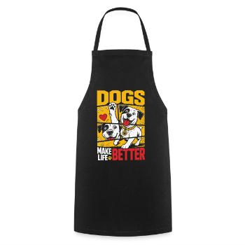 Les chiens rendent la vie meilleure dans le design de bandes dessinées - Tablier de cuisine - noir - Devant - AI Model Male 185 dark (185cm)