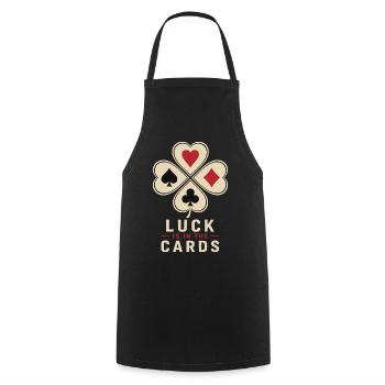 Happiness Lies in the Cards Poker Shamrock Motif - Cooking Apron - black - Front - AI Model Male 185 dark (185cm)