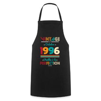 Anniversaire 30 ans - Vintage - Octobre 1996 - Tablier de cuisine - noir - Devant - AI Model Male 185 dark (185cm)