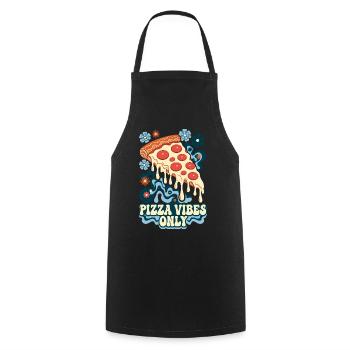 Pizza Vibes Only Retro Pizza - Kochschürze - Schwarz - Vorne - AI Model Male 185 dark (185cm)