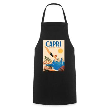 Capri in Italien entdecken – Mittelmeerinsel - Kochschürze - Schwarz - Vorne - AI Model Male 185 dark (185cm)