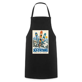 Entdecken Sie Keystone in Colorado Retro Mountain Escape - Kochschürze - Schwarz - Vorne - AI Model Male 185 dark (185cm)