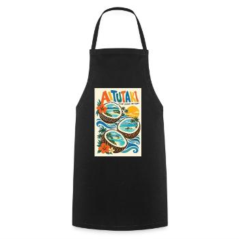 Erleben Sie Aitutaki in der Retro-Lagune der Cookinseln - Kochschürze - Schwarz - Vorne - AI Model Male 185 dark (185cm)