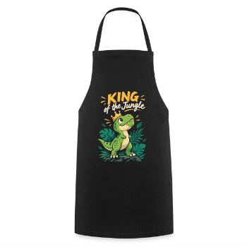 Kleiner T-Rex – King of the Jungle Dinosaurier - Kochschürze - Schwarz - Vorne - AI Model Male 185 dark (185cm)