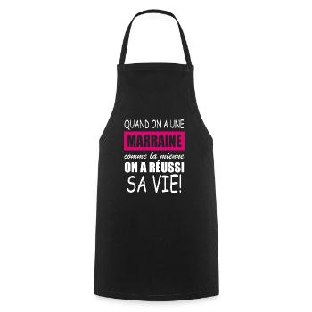 quand on a une marraine comme la mienne - Tablier de cuisine - noir - Devant - AI Model Male 185 dark (185cm)