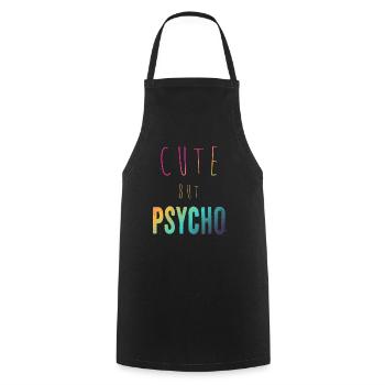 Ironischer Spruch - CUTE but PSYCHO - Kochschürze - Schwarz - Vorne - AI Model Male 185 dark (185cm)