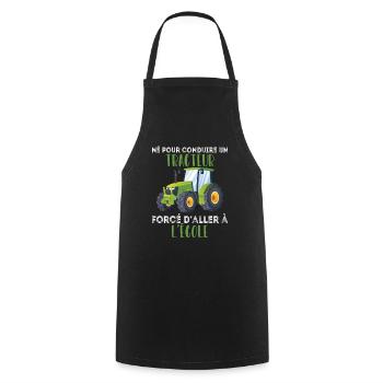 Humour d'agriculteur, Né pour conduire un tracteur - Tablier de cuisine - noir - Devant - AI Model Male 185 dark (185cm)