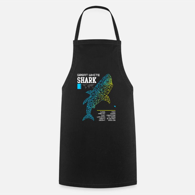 Grand Requin blanc a - Tablier de cuisine - noir