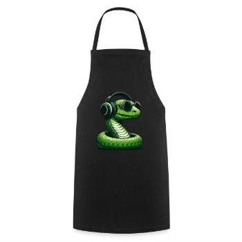 Serpent avec lunettes de soleil et écouteurs - Tablier de cuisine - noir - Devant - AI Model Male 185 dark (185cm)