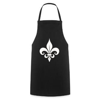 Symbolic fleur de lis Design - Cooking Apron - black - Front - AI Model Male 185 dark (185cm)
