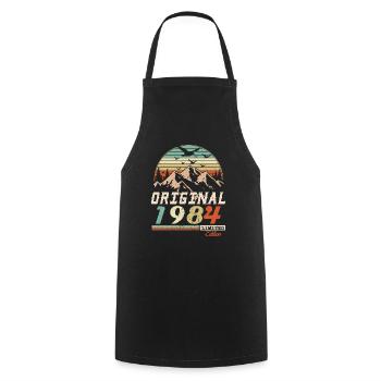 1984 vintage anniversaire rétro vintage cadeau - Tablier de cuisine - noir - Devant - AI Model Male 185 dark (185cm)