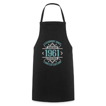 Légendaire depuis janvier 1961 édition limitée - Tablier de cuisine - noir - Devant - AI Model Male 185 dark (185cm)