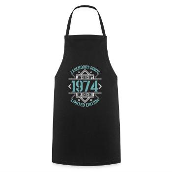 Légendaire depuis janvier 1974 édition limitée - Tablier de cuisine - noir - Devant - AI Model Male 185 dark (185cm)