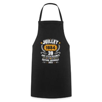 Vintage 1984 Juillet Cadeau D'anniversaire 39 Ans - Tablier de cuisine - noir - Devant - AI Model Male 185 dark (185cm)