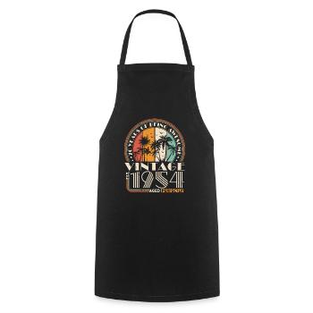 70th Birthday Gift Vintage Born 1954 - Cooking Apron - black - Front - AI Model Male 185 dark (185cm)