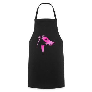 Greyhound greyhound, dog head, pink drawing - Cooking Apron - black - Front - AI Model Male 185 dark (185cm)