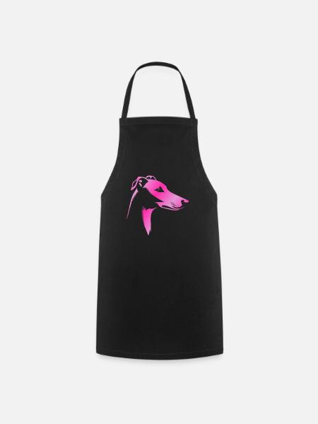 Windhund Greyhound, Hundekopf, Zeichnung pink - Kochschürze - Schwarz