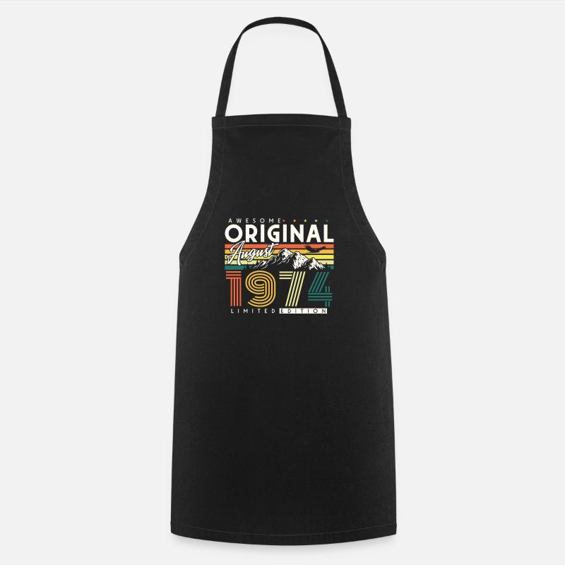 August 1974 Vintage Born Birthday Gift - Cooking Apron - black