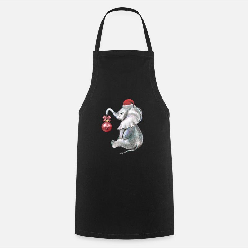 Noël, éléphant drôle - Tablier de cuisine - noir