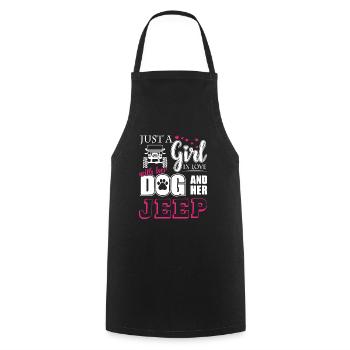 Juste une fille amoureuse de son chien et de ses jeeps - Tablier de cuisine - noir - Devant - AI Model Male 185 dark (185cm)