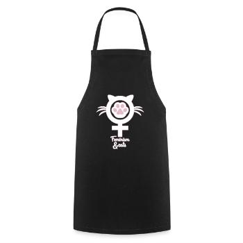 Feminism Cats - Cooking Apron - black - Front - AI Model Male 185 dark (185cm)
