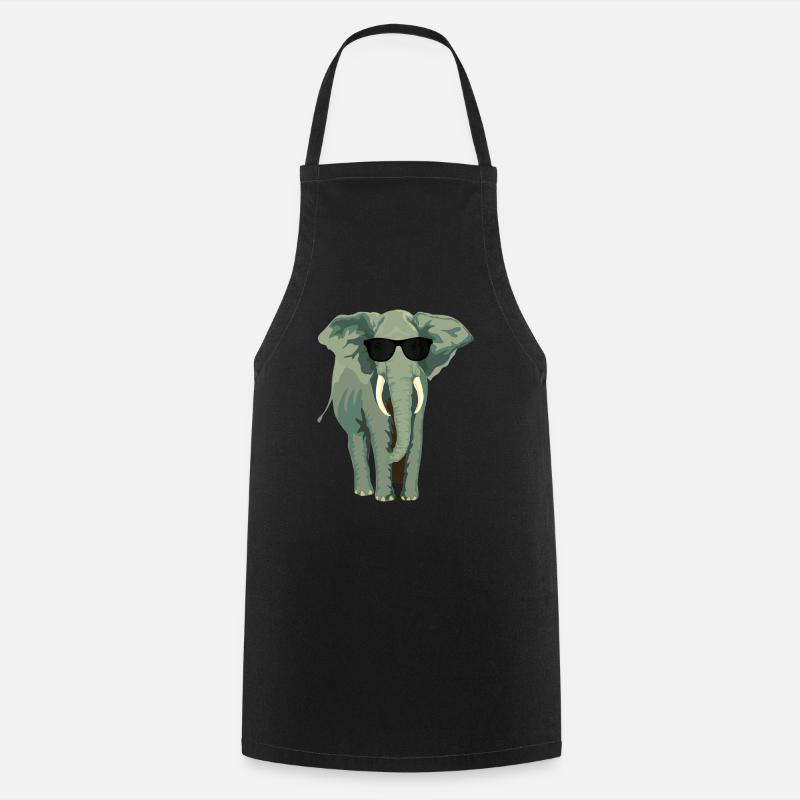 Éléphant avec lunettes de soleil - Tablier de cuisine - noir