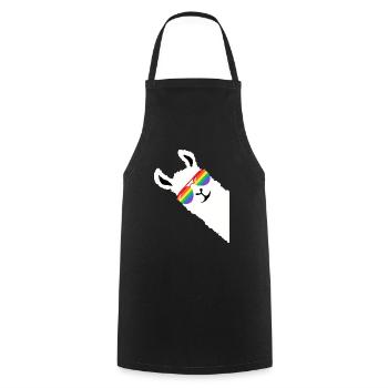 Regenbogen LGBT Lama Gay Pride Alpaka - Kochschürze - Schwarz - Vorne - AI Model Male 185 dark (185cm)