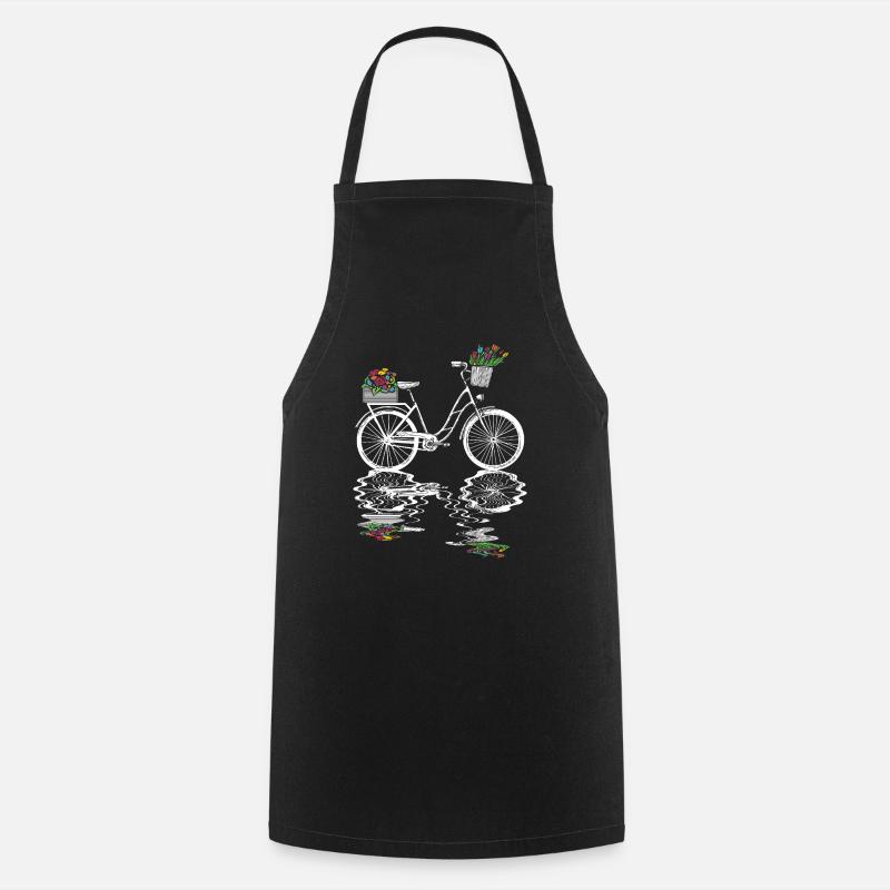 Vélo avec fleur cycliste cycliste - Tablier de cuisine - noir