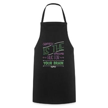 happy coffee sayings coffeebean funny sayings - Cooking Apron - black - Front - AI Model Male 185 dark (185cm)