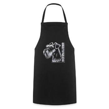 Schnauzer Portrait dessin tête argent - Tablier de cuisine - noir - Devant - AI Model Male 185 dark (185cm)