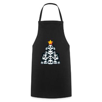 Panda de Noël - Ambiance festive avec l’ours panda - Tablier de cuisine - noir - Devant - AI Model Male 185 dark (185cm)